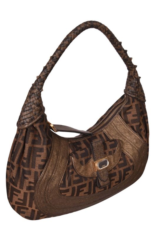 Fendi Brown/Metallic Zucca Canvas and Leather Spy