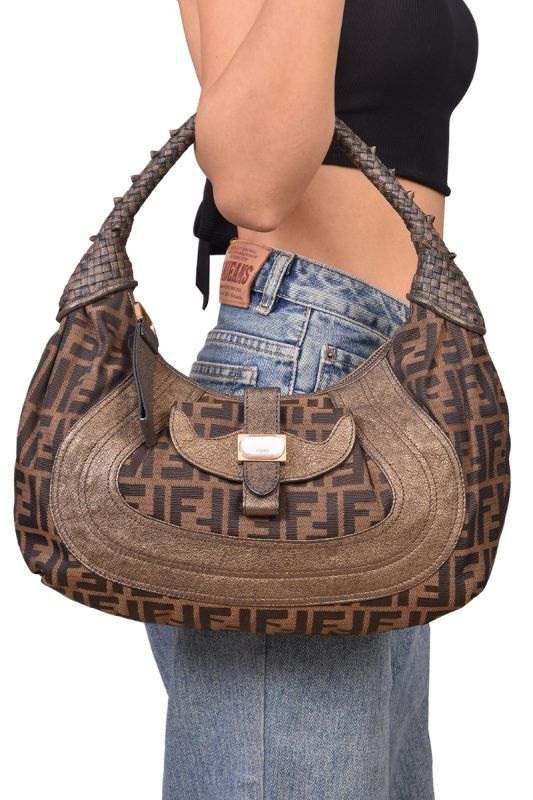 Fendi Brown/Metallic Zucca Canvas and Leather Spy