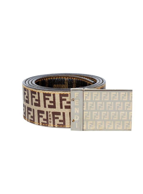 FENDI BROWN SIGNATURE FF REVERSIBLE BELT