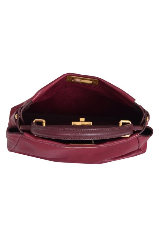 Fendi Burgundy Selleria Leather Peekaboo Bag