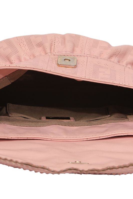 FENDI CALFSKIN PERFORATED CHEF PINK SHOULDER BAG