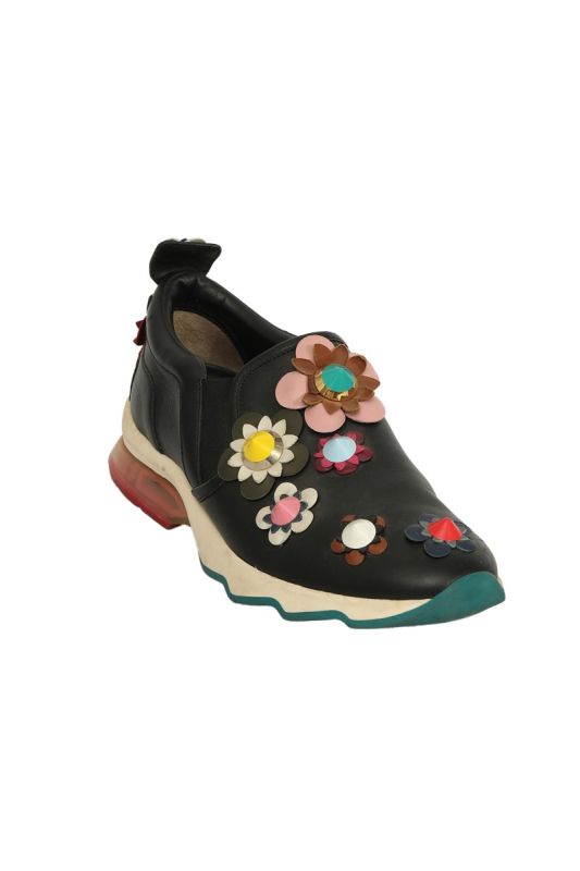 Fendi EU 38 Leather Flowerland Low Top Sneakers