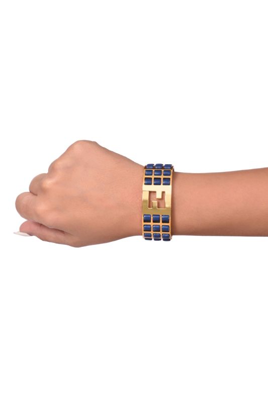 Fendi Fendista Braided Leather Bracelet