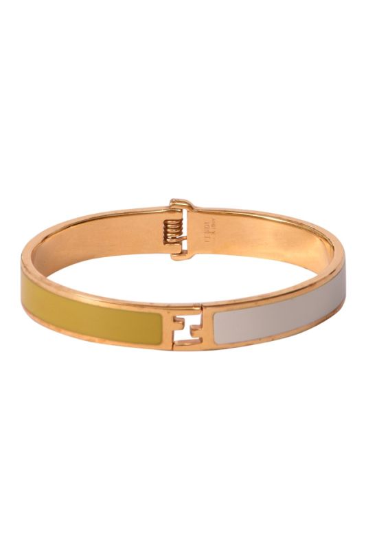 Fendi Gold Enamel Bi-Colour Fendista Bracelet