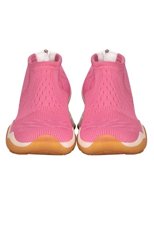 Fendi High Tech Jacquard and Leather Pink Sneakers