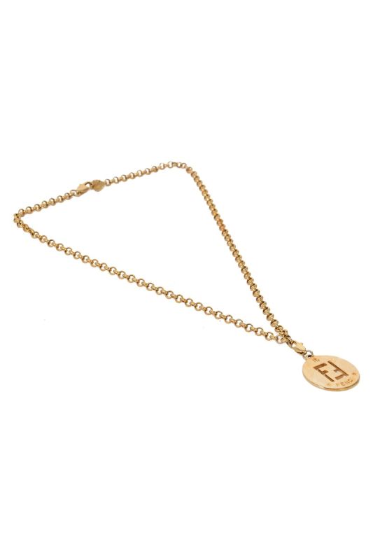 Fendi Identification Gold Tone Metal Pendant