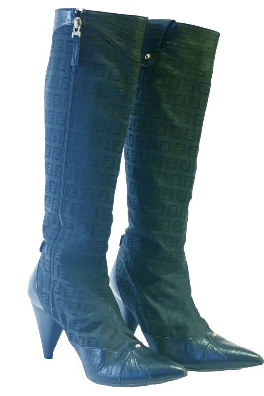 FENDI MONOGRAM CANVAS BOOTS