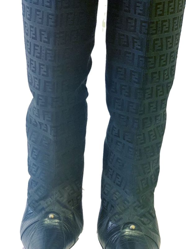FENDI MONOGRAM CANVAS BOOTS