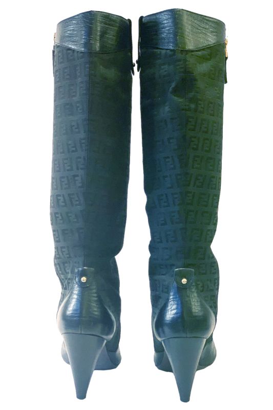 FENDI MONOGRAM CANVAS BOOTS
