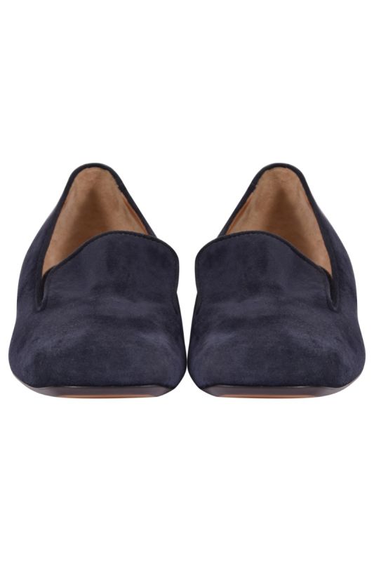 Fendi Navy Blue Suede Studded Heel Smoking Slippers