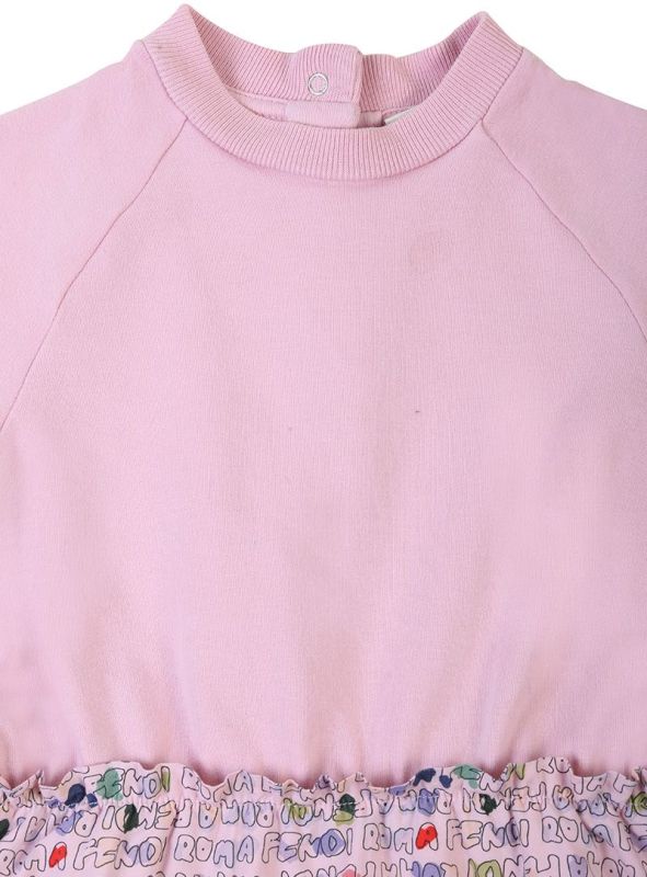 FENDI PASTEL PINK FENDI MONOGRAM COTTON JERSEY DRESS