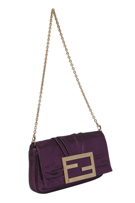 Fendi Purple Metallic Chain Shoulder Bag