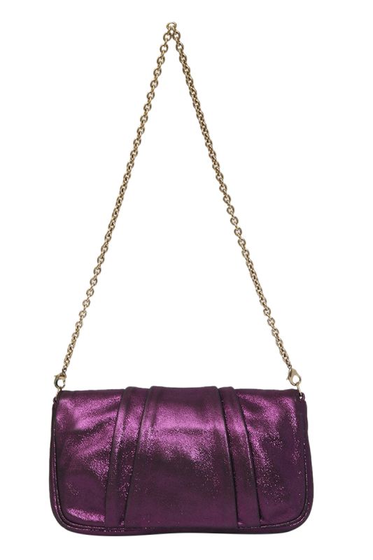 Fendi Purple Metallic Chain Shoulder Bag