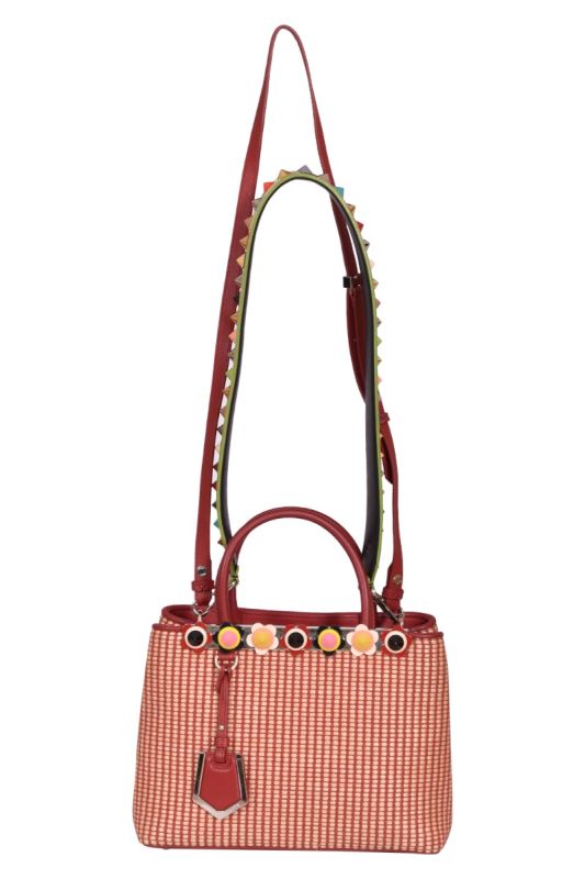 Fendi Raffia & Leather Flowerland Embellished 2jours Tote Bag