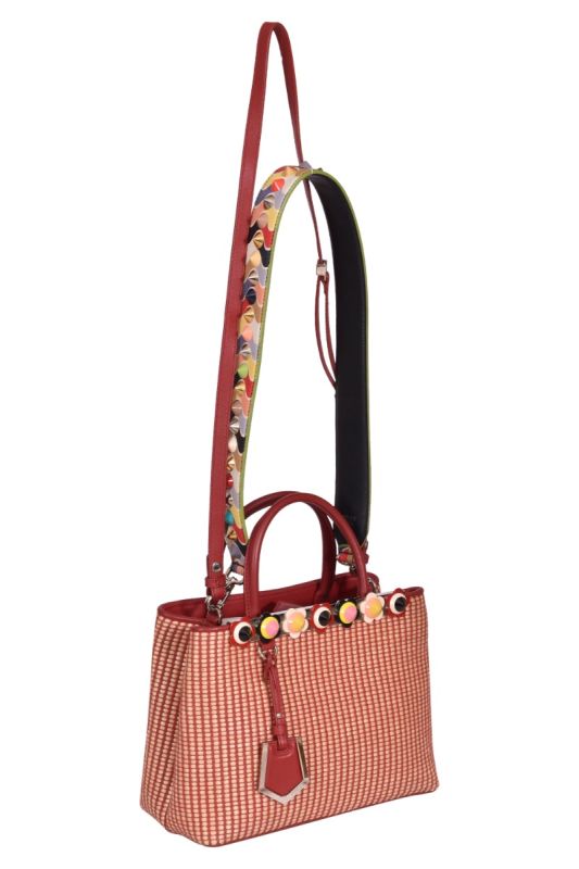 Fendi Raffia & Leather Flowerland Embellished 2jours Tote Bag