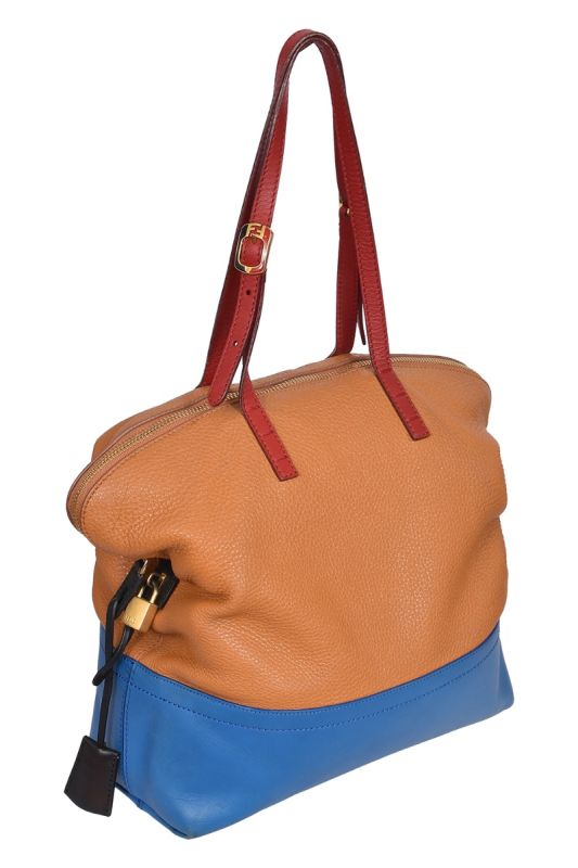 Fendi Seleria Colorblock Leather Tote Bag