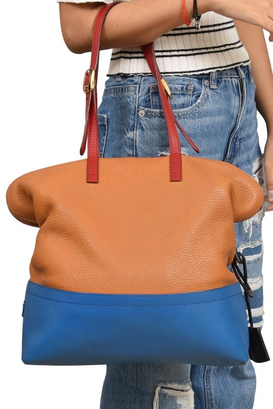 Fendi Seleria Colorblock Leather Tote Bag