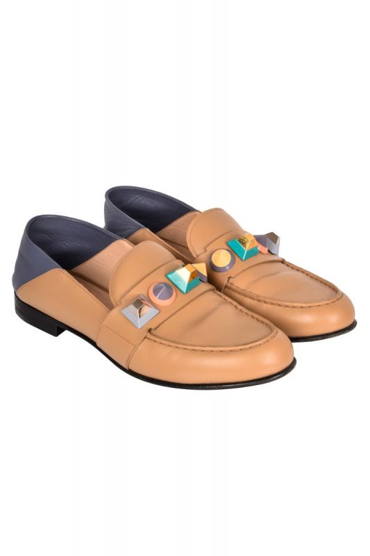 FENDI STUDS EMBELLISHED LOAFERS