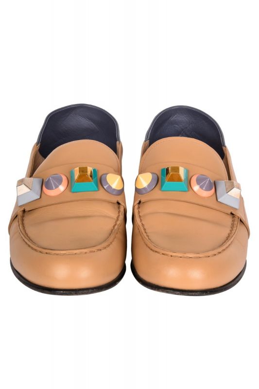 FENDI STUDS EMBELLISHED LOAFERS