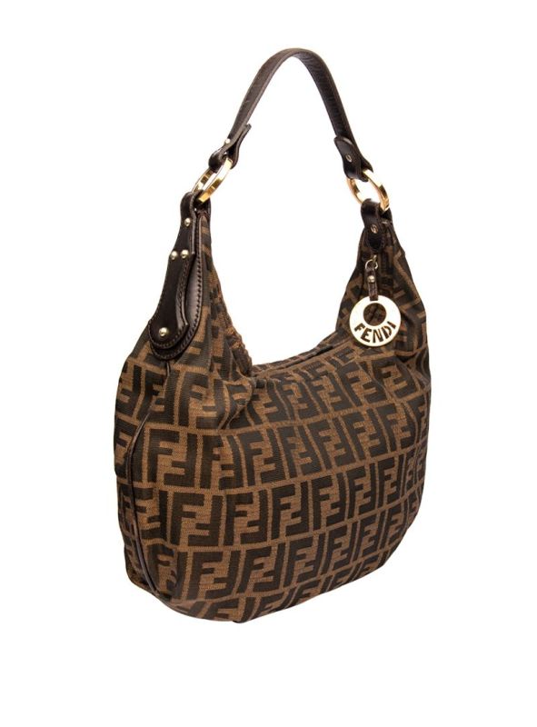 FENDI TOBACCO ZUCCA BROWN CANVAS MONOGRAM BAG