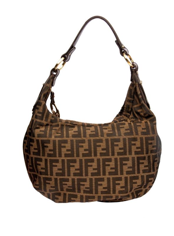 FENDI TOBACCO ZUCCA BROWN CANVAS MONOGRAM BAG