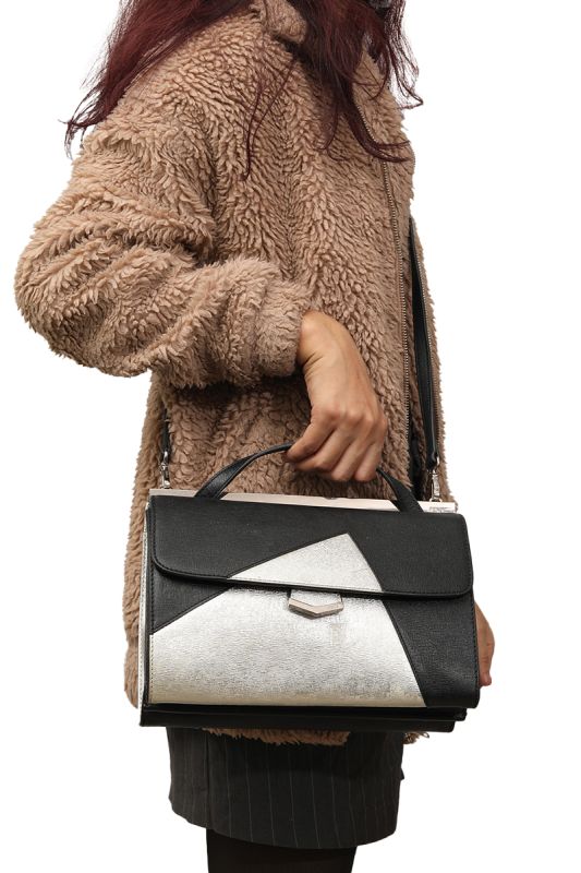 FENDI VITELLO ELITE BI-COLOR DEMI JOUR SHOULDER BAG