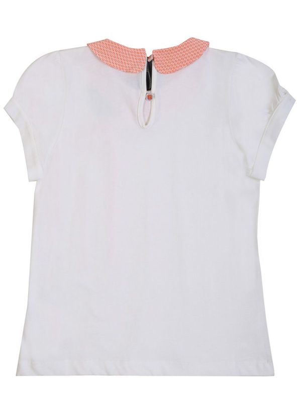 FENDI WHITE & ORANGE FENDI MONOGRAM T SHIRT