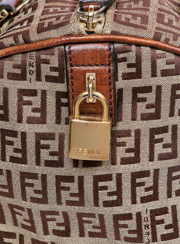 FENDI ZUCCA BROWN BEIGE BOWLING BAG