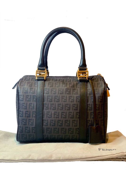 FENDI ZUCCA BROWN BOWLING BAG