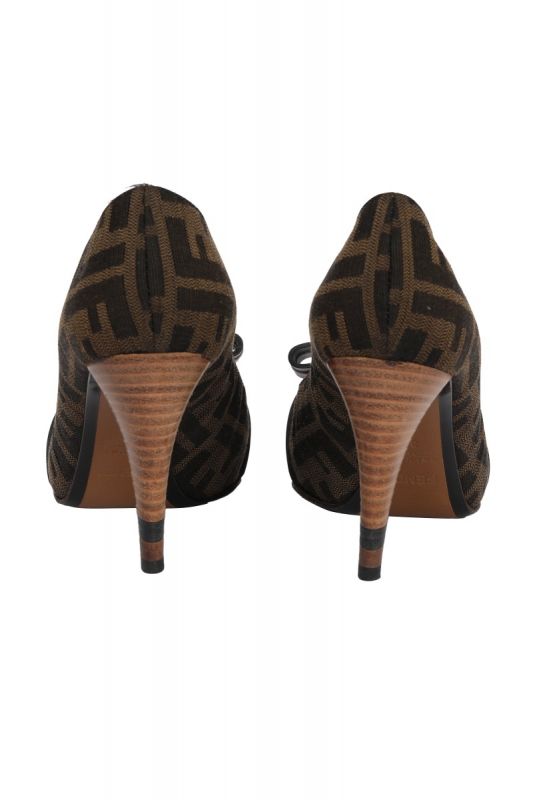 Fendi Zucca EU 37 Canvas Bow Detailing Pumps
