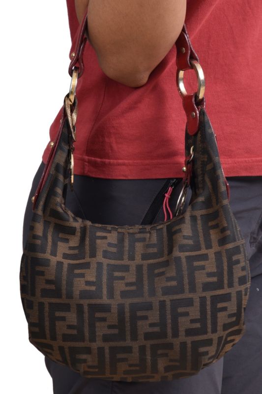 Fendi Zucca Tobacco Canvas Hobo Bag