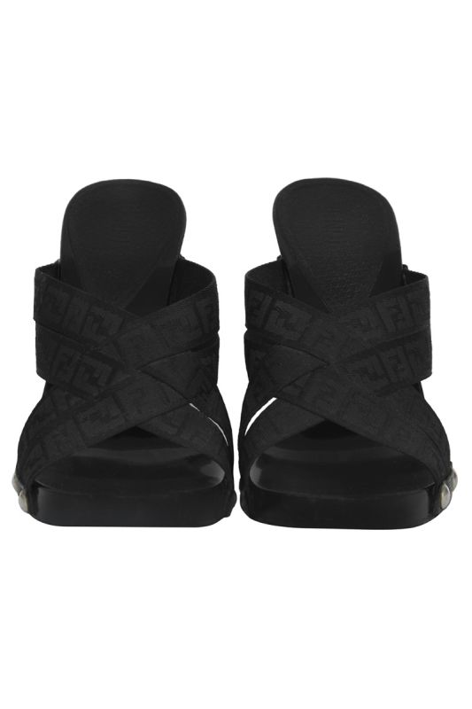 Fendi Zucchino Black Clog Heels