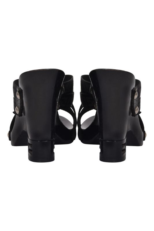 Fendi Zucchino Black Clog Heels