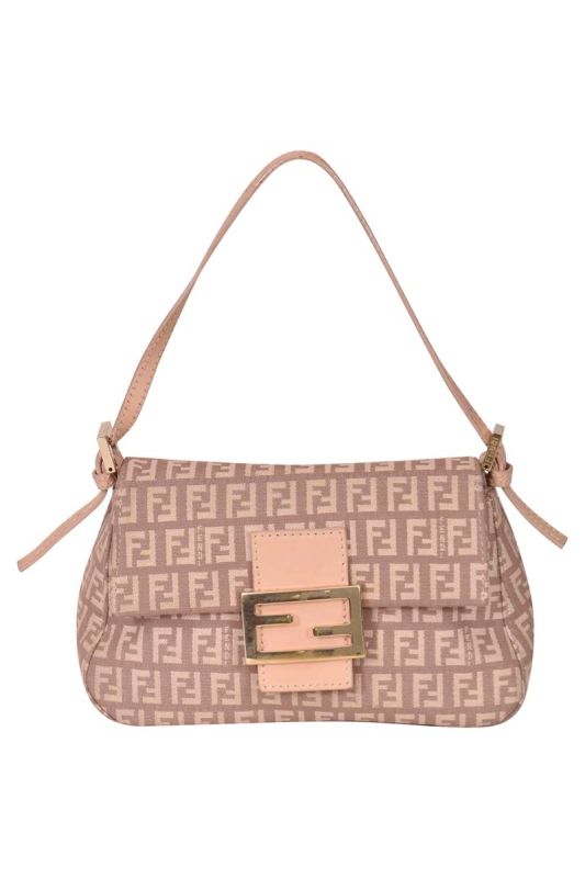 Fendi Zucchino Mamma Forever Canvas Baguette