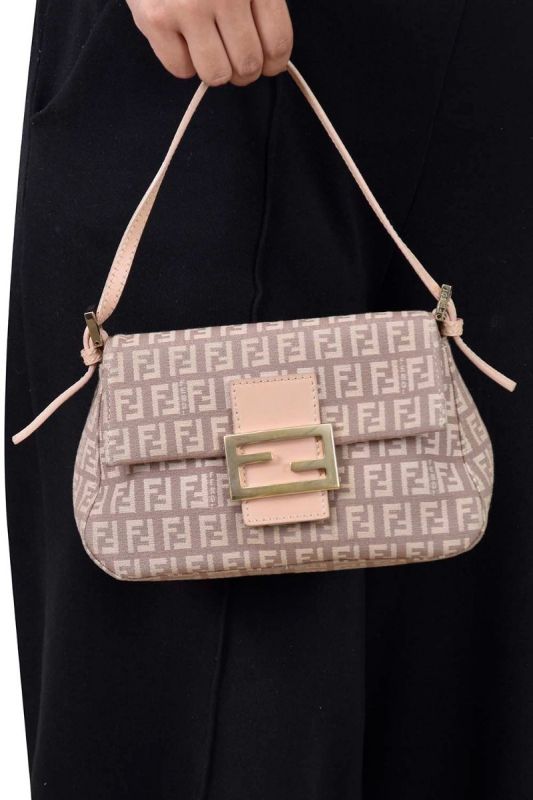 Fendi Zucchino Mamma Forever Canvas Baguette