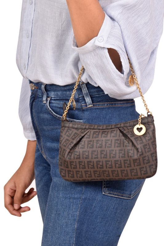 Fendi ZucchinoCanvas Pochette Bag