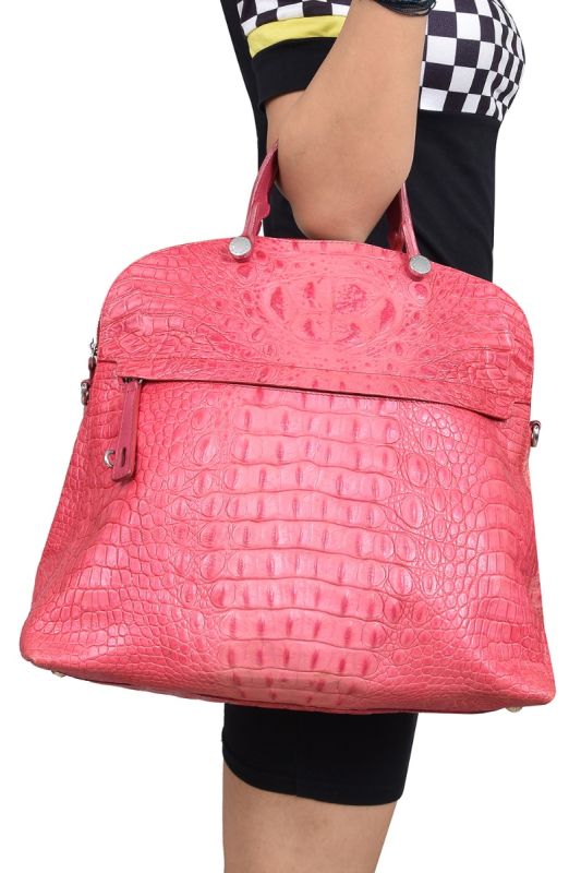 Furla Croc – Embossed Pink Handbag