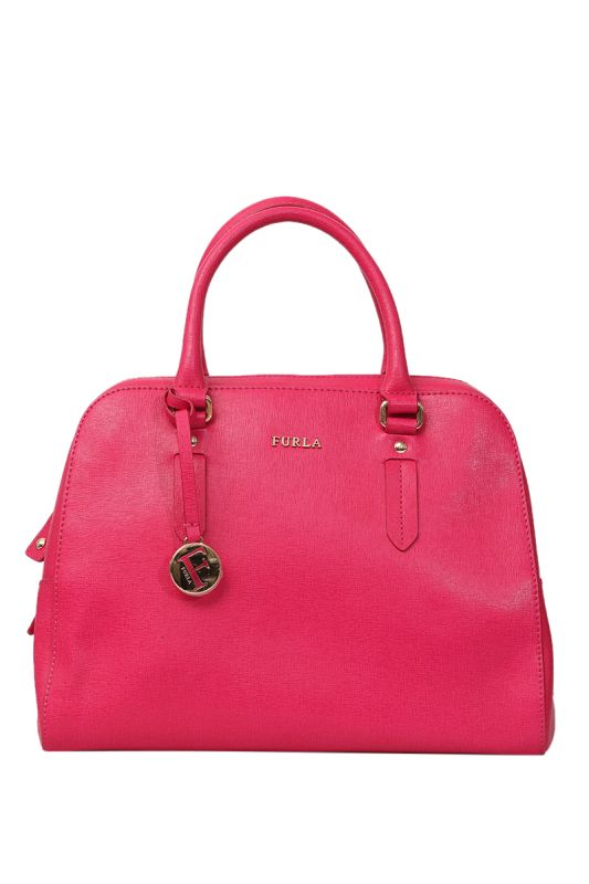 FURLA MAGENTA LEATHER ELENA SATCHEL BAG