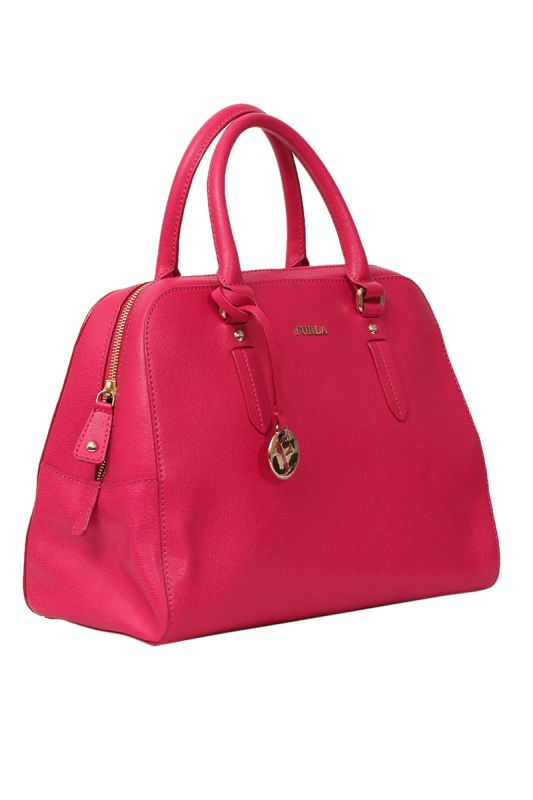 FURLA MAGENTA LEATHER ELENA SATCHEL BAG