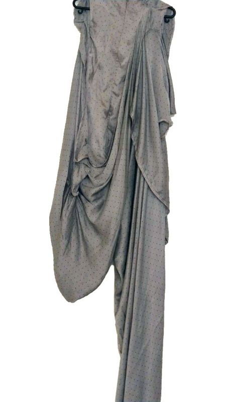 GAURAV GUPTA PRINTED SATIN ASYMETRICAL DRESS