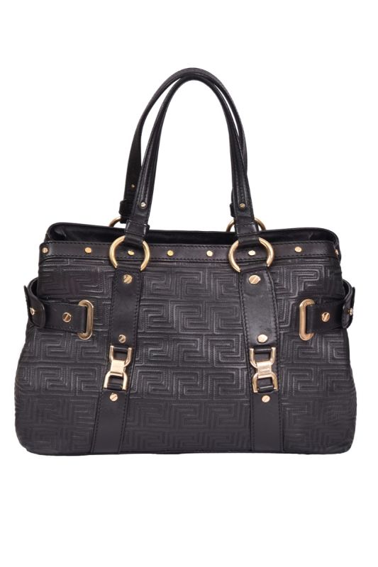 Gianni Versace Black Quilted Snap Out It Tote Bag