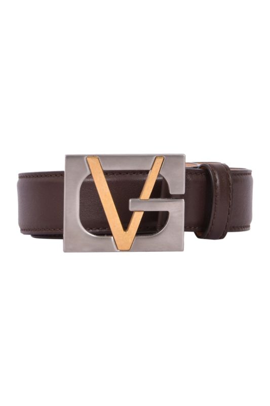 Gianni Versace Logo Buckle Brown Leather Belt