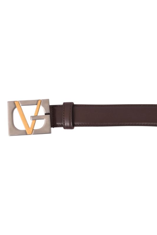 Gianni Versace Logo Buckle Brown Leather Belt
