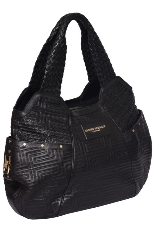 Gianni Versace Logo Embossed Hobo Bag