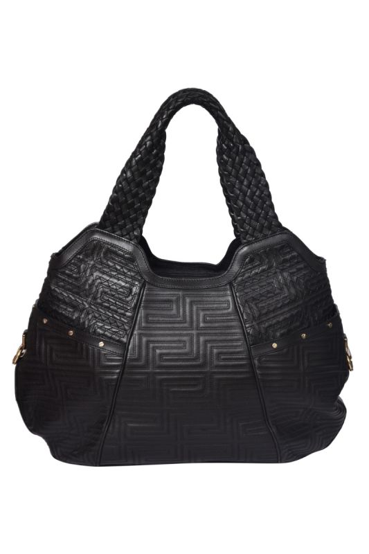 Gianni Versace Logo Embossed Hobo Bag