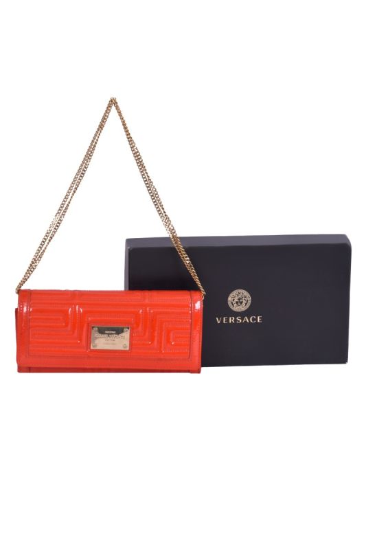 Gianni Versace Orange Wallet on Chain Shoulder Bag
