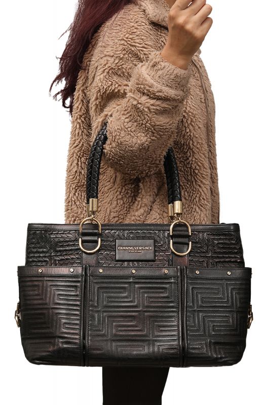 GIANNI VERSACE PATENT LEATHER TOTE BAG RT168-10