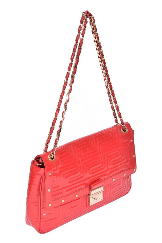 Gianni Versace Red Quilted Patent Leather ShoulderBag