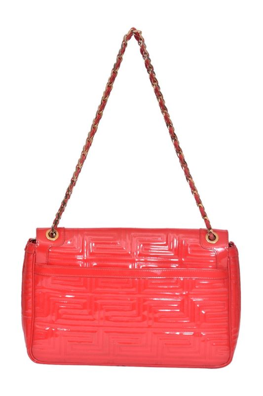 Gianni Versace Red Quilted Patent Leather ShoulderBag