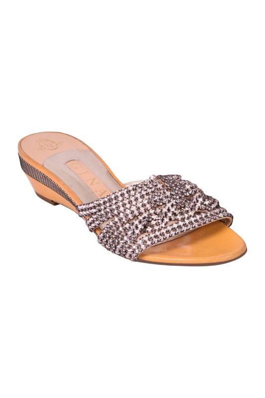 Gina Swarovski Golden Crystal Sandals